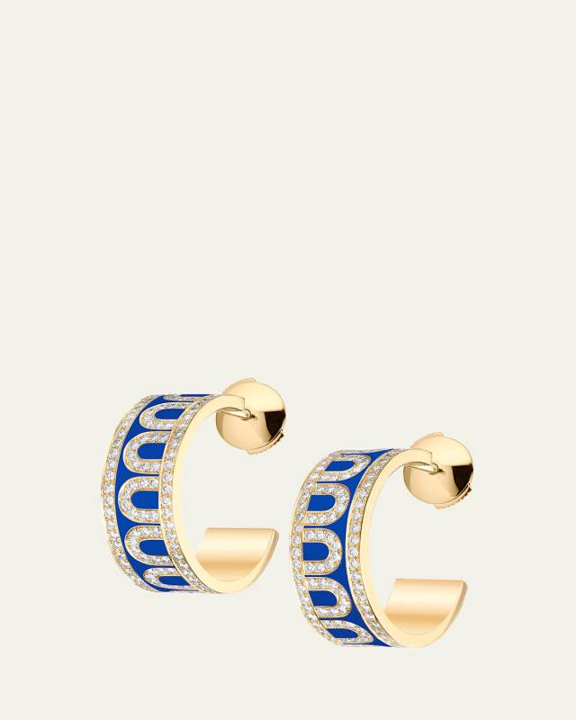 L'Arc de DAVIDOR Creole Earrings PM in 18K Yellow Gold with Riviera Lacquered Ceramic and Palais Diamonds